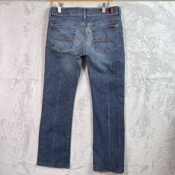 7 For All Mankind Jeans Women's 28 Straight Fit Mid Rise Blue Denim Casual Boho - Picture 1 of 12